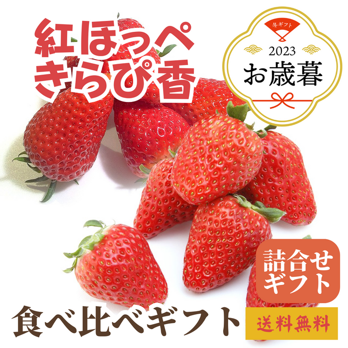 〈お歳暮〉
【静岡いちご食べ比べ】
紅ほっぺときらぴ香のギフト
1箱（1パック×2種）