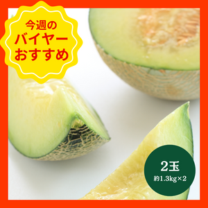 【4/26からおすすめ商品】クラウンマスクメロン　2玉(約1.3kg×2)　静岡県産