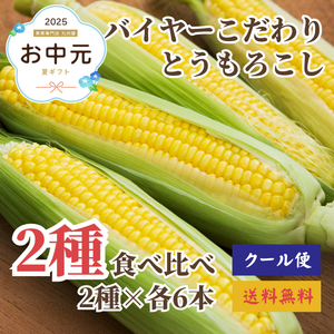 バイヤーこだわり 
とうもろこし2種食べ比べセット 
（2L～3Lサイズ）6本×2種〈お中元〉