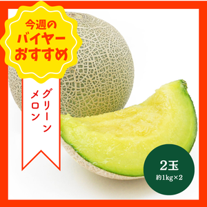 【8/23からおすすめ商品】グリーンメロン　2玉(約1kg×2)　青森県産他
