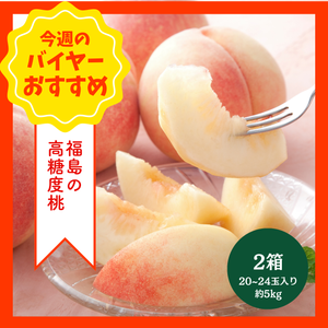 【8/2からおすすめ商品】■糖度13度以上■高糖度桃　2箱(10～12玉入り約2.5kg×2)　福島県産