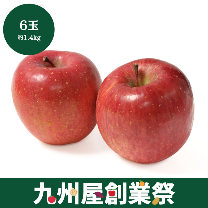 ＜九州屋創業祭＞青森県産他　サンふじりんご　6玉（約1.4kg）