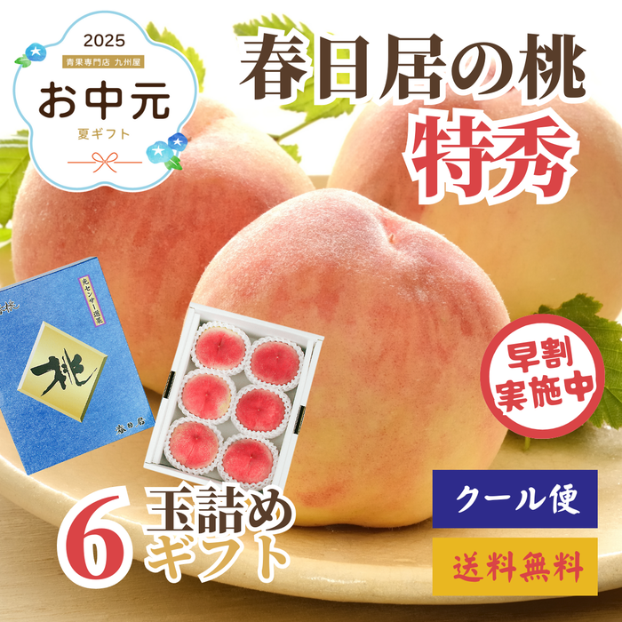 【早割】春日居の桃6玉詰め山梨県産【特秀】〈お中元〉