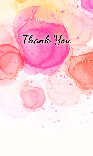 ピンク水彩の感謝カード