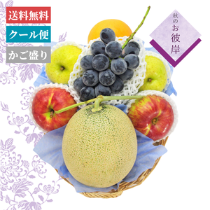 〈ギフト〉【御供・御弔事】フルーツかご盛（蘭）
　季節の果物お詰め合わせ【お彼岸】