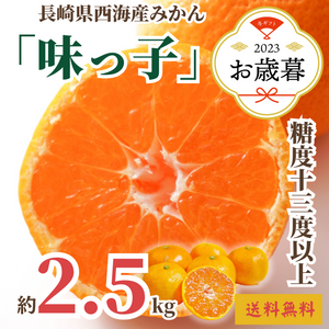 〈お歳暮〉
【糖度13度以上】
長崎県西海産 
みかん「味っ子」
（約2.5kg）