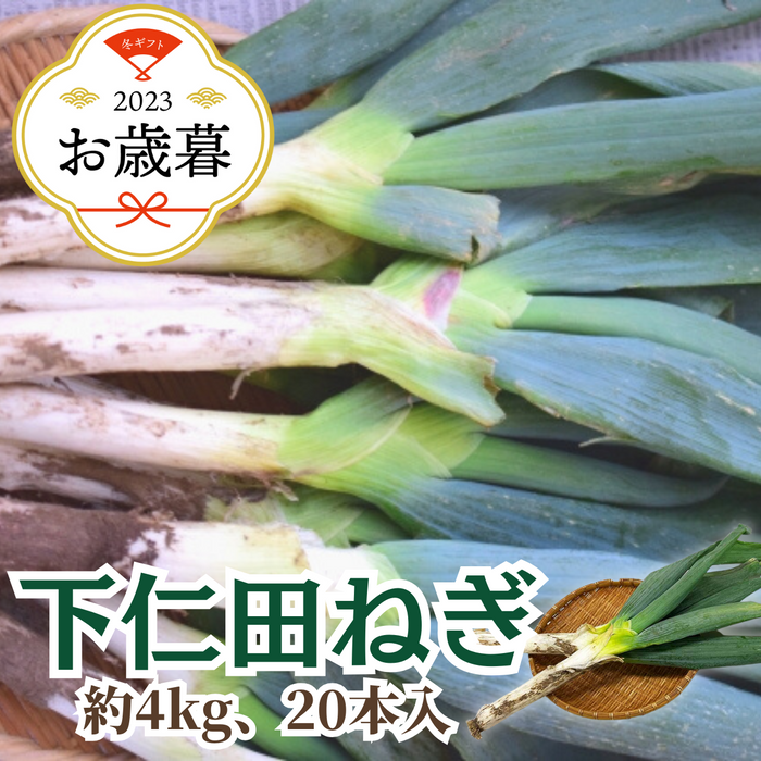 〈お歳暮〉
群馬県産 
下仁田ねぎ 
産地箱1箱（約4kg、20本入り）